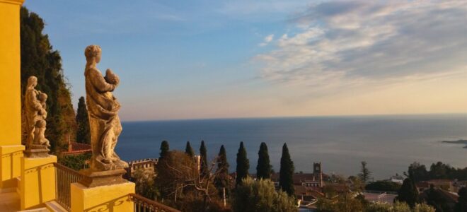 View from the tarrace of the historic garden of Taormina