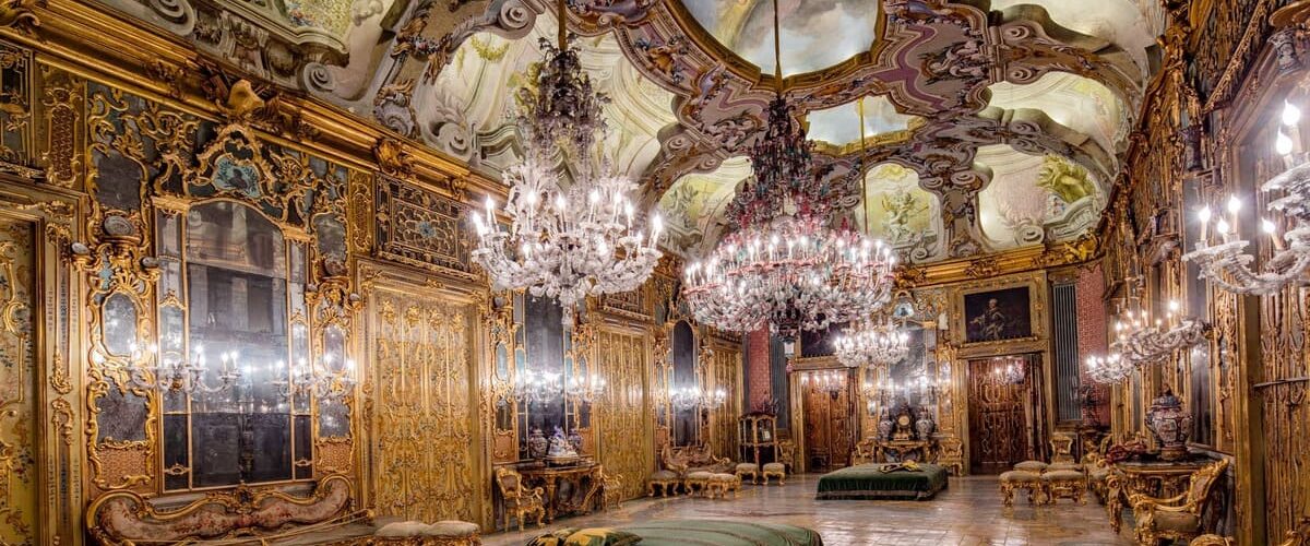 The ballroom in the private noble palace Palazzo Gangi in Sicily